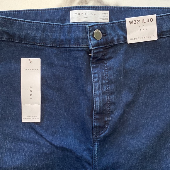 NWOT Topshop Joni High Rise Super Skinny Denim Indigo Blue Jeans Jegging US 10 - Picture 5 of 10